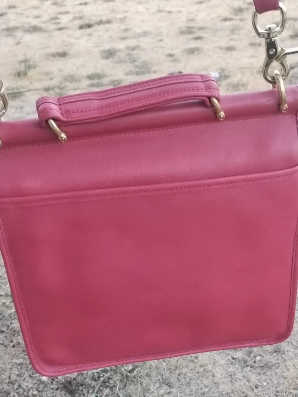 Coach Red Leather Satchel with Gold-Tone Hardware